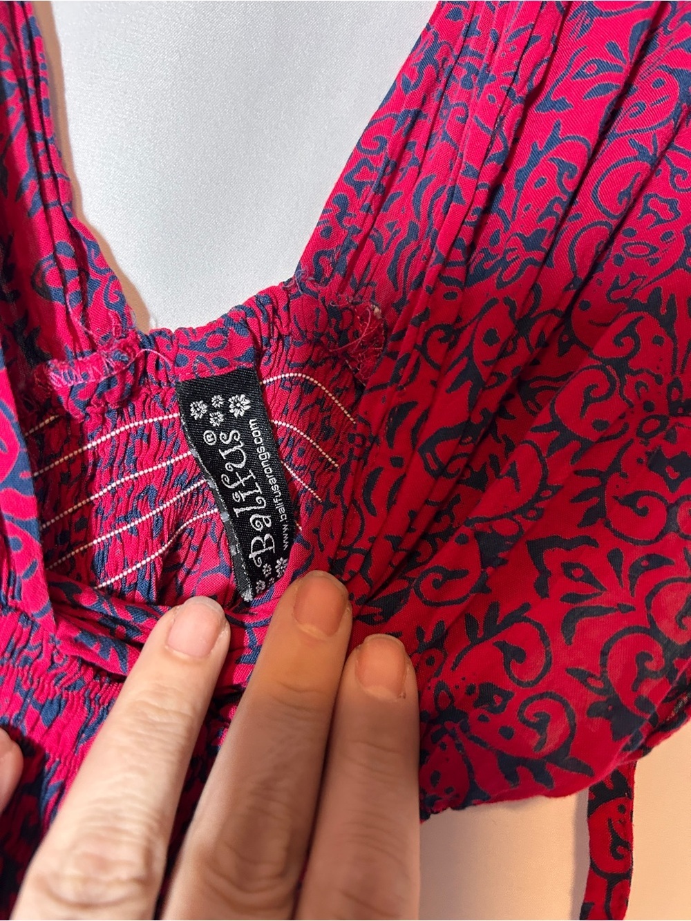 Bali Deep V Red and Black Floral Maxi Dress - Picture 8 of 8